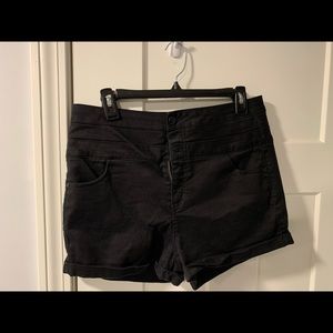 high waisted black jean shorts